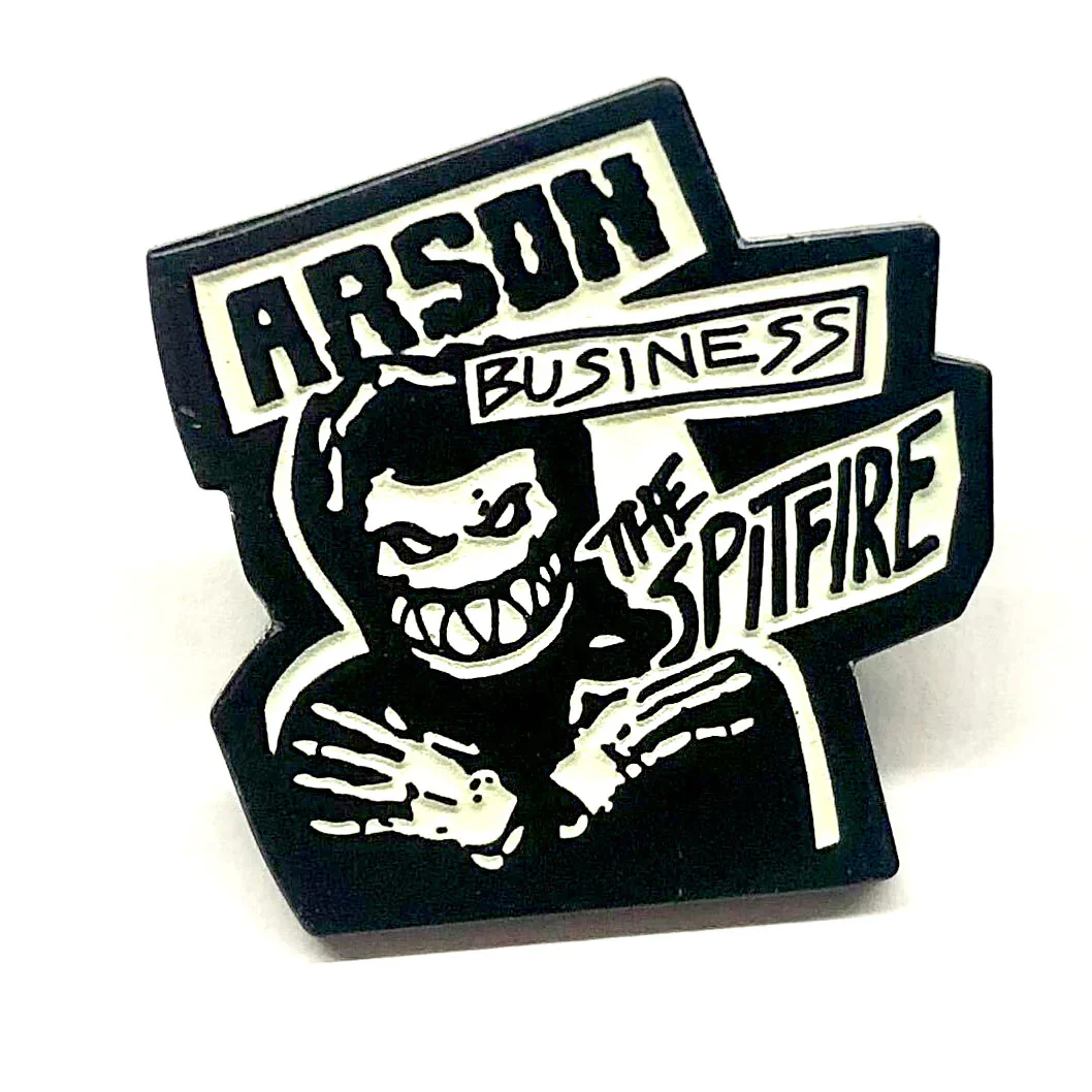 Spitfire Skateboard Wheels Lapel Pin Arson Business Black/Glow - Image 2