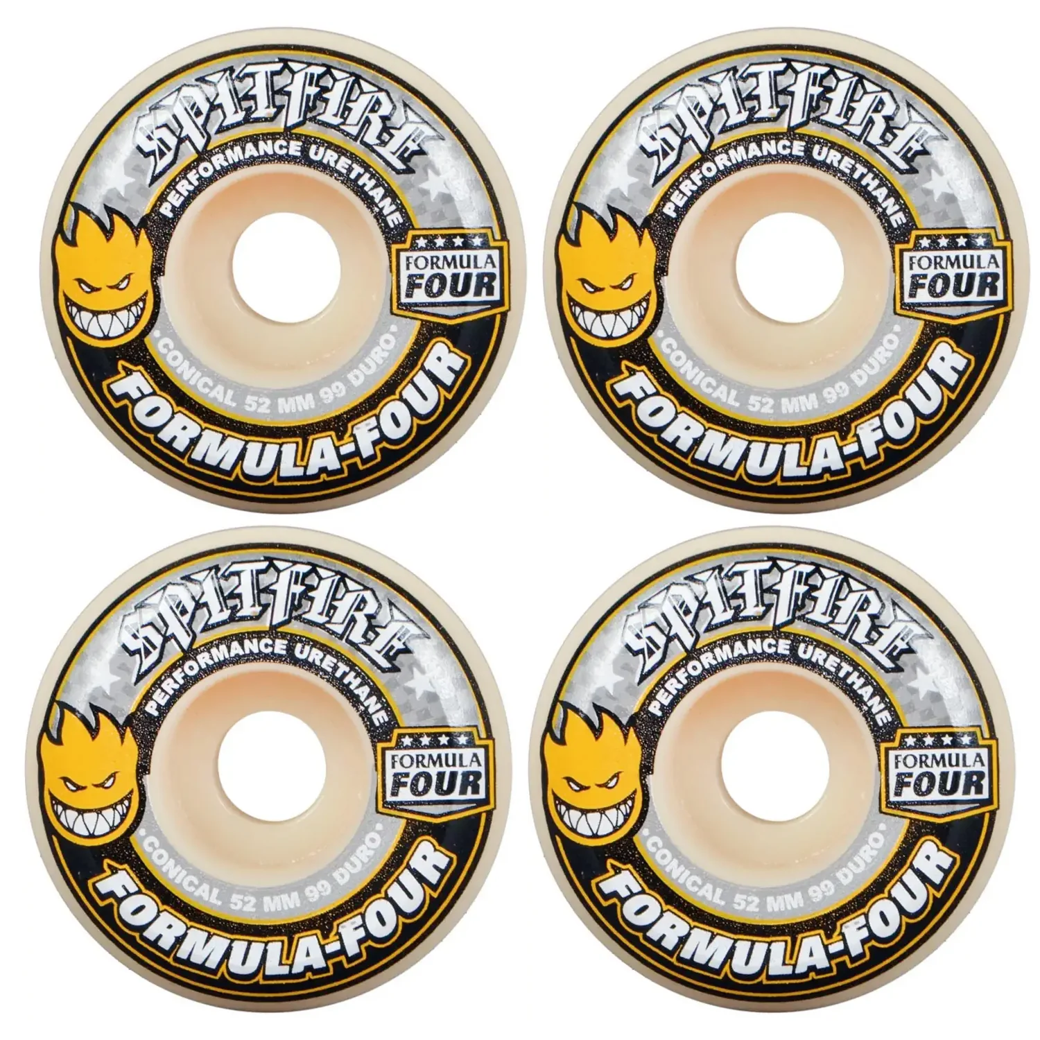 Spitfire Wheels 54mm F4 99A Conical Yellow Print