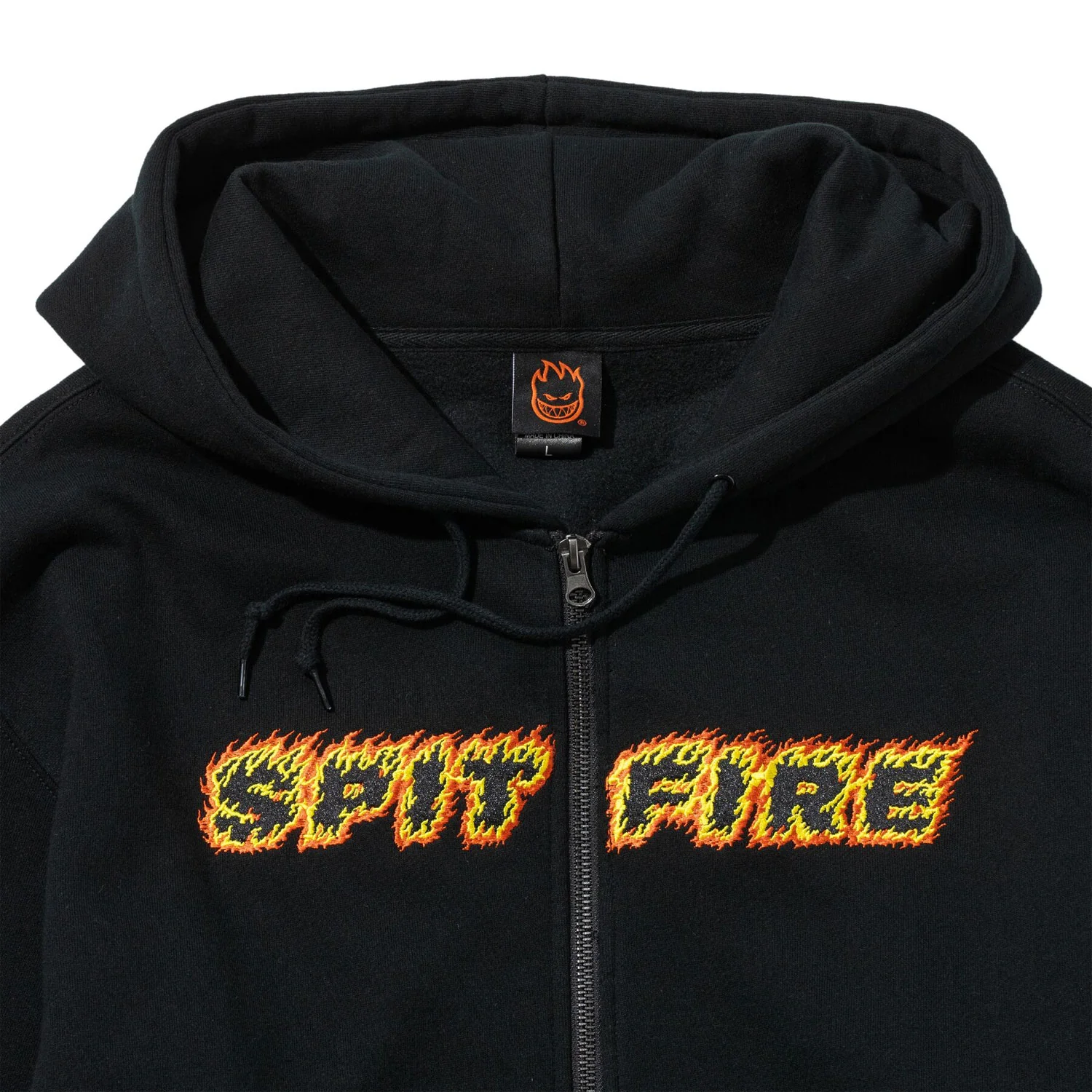 Spitfire Wheels Hoody Flames Script Zip Black - Image 3