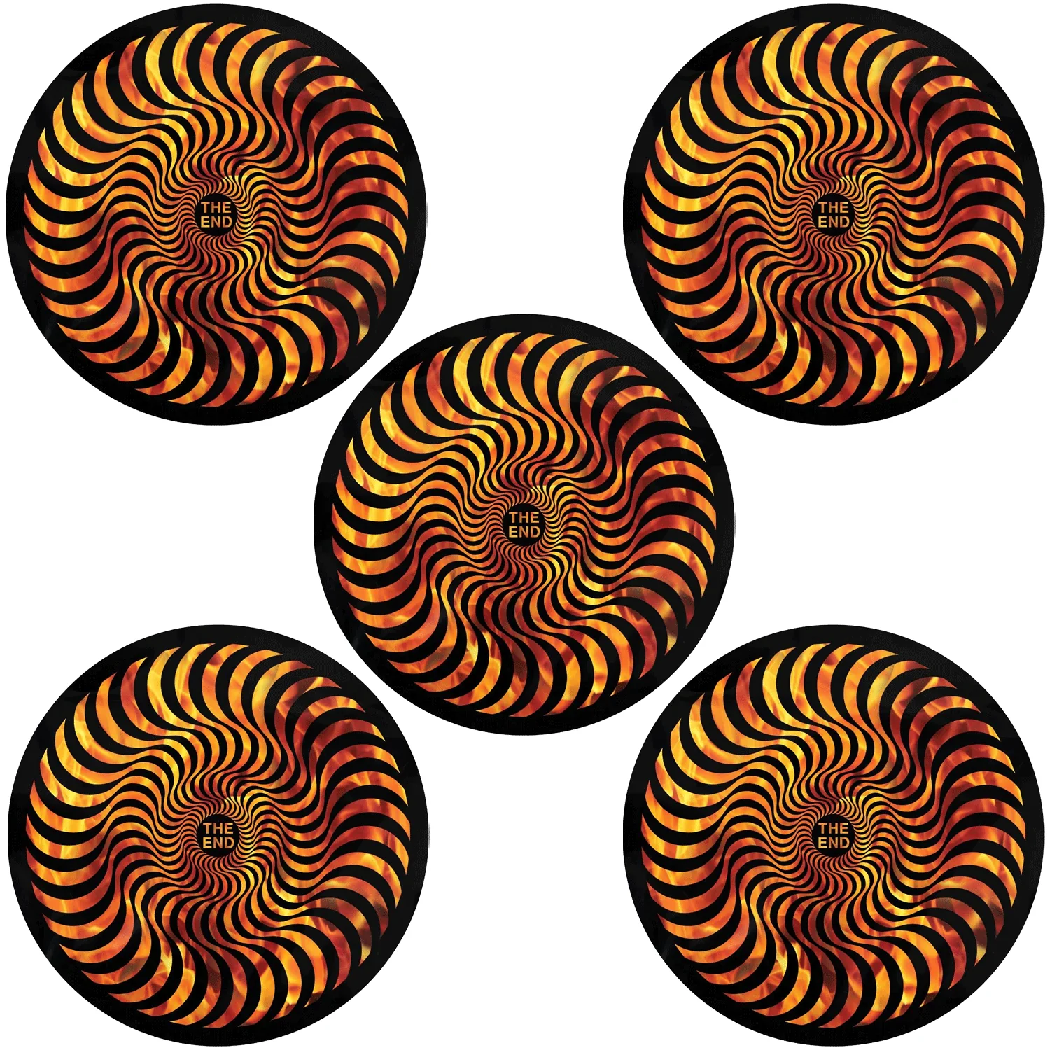 Spitfire Wheels Skateboard Sticker Hellfire Classic Swirl Black/Orange 5" 5-Pack