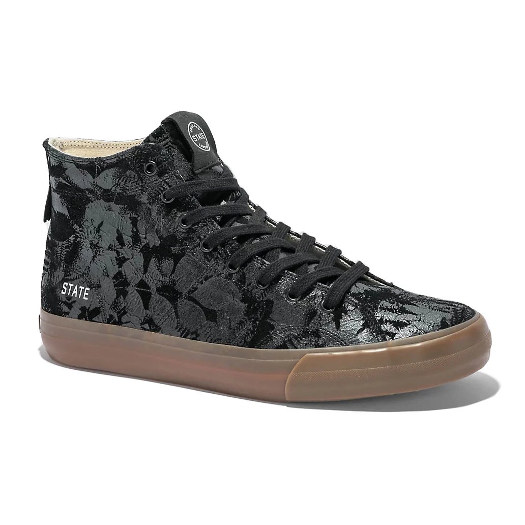 State Footwear Skateboard Shoes Bushwick Black Suede Camo