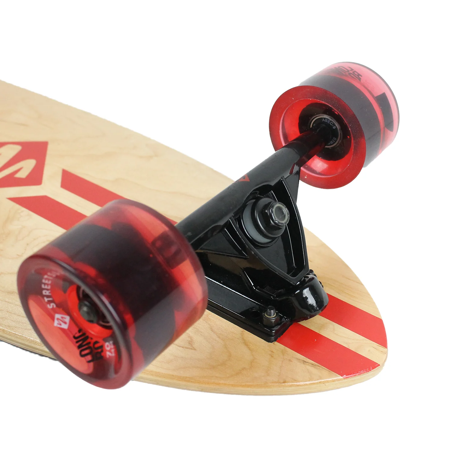 Street Surfing Longboard Retro Stripe Red Pintail 9.6" x 40" - Image 4