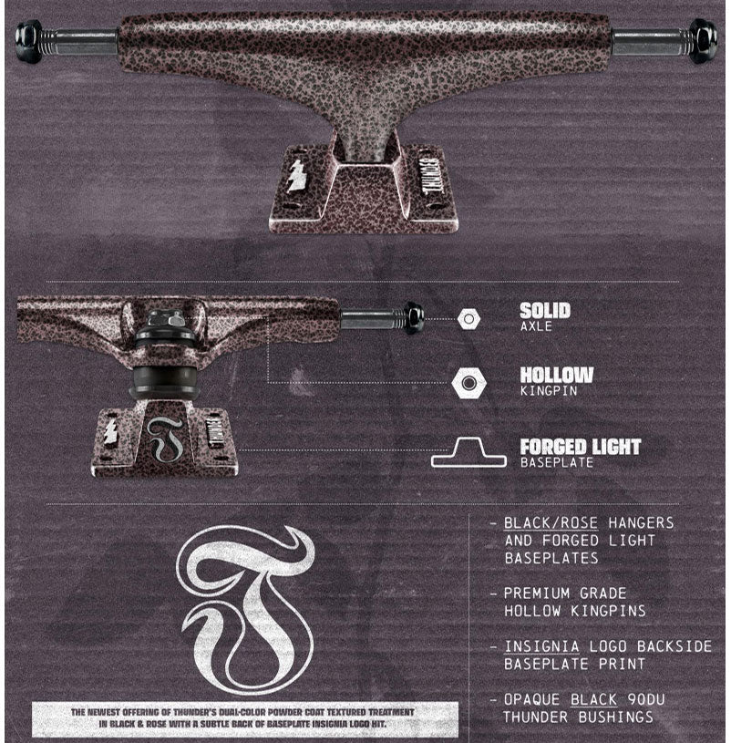 Thunder Skateboard Trucks Lights Black Rose 148 (8.25") - Image 4