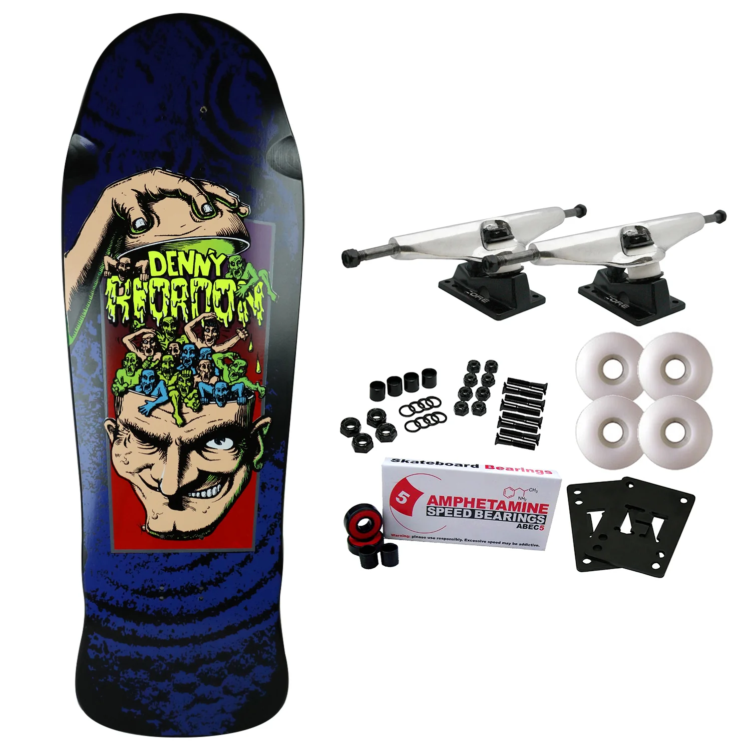 Toxic Skateboard Complete Denny Riordon Tan Face 10.25" x 30.75" Old School