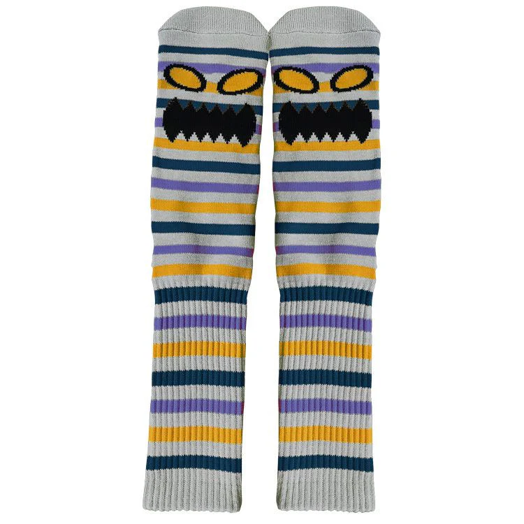 Toy Machine Skateboards Socks Monster Face Mini Stripes Grey Adult Crew