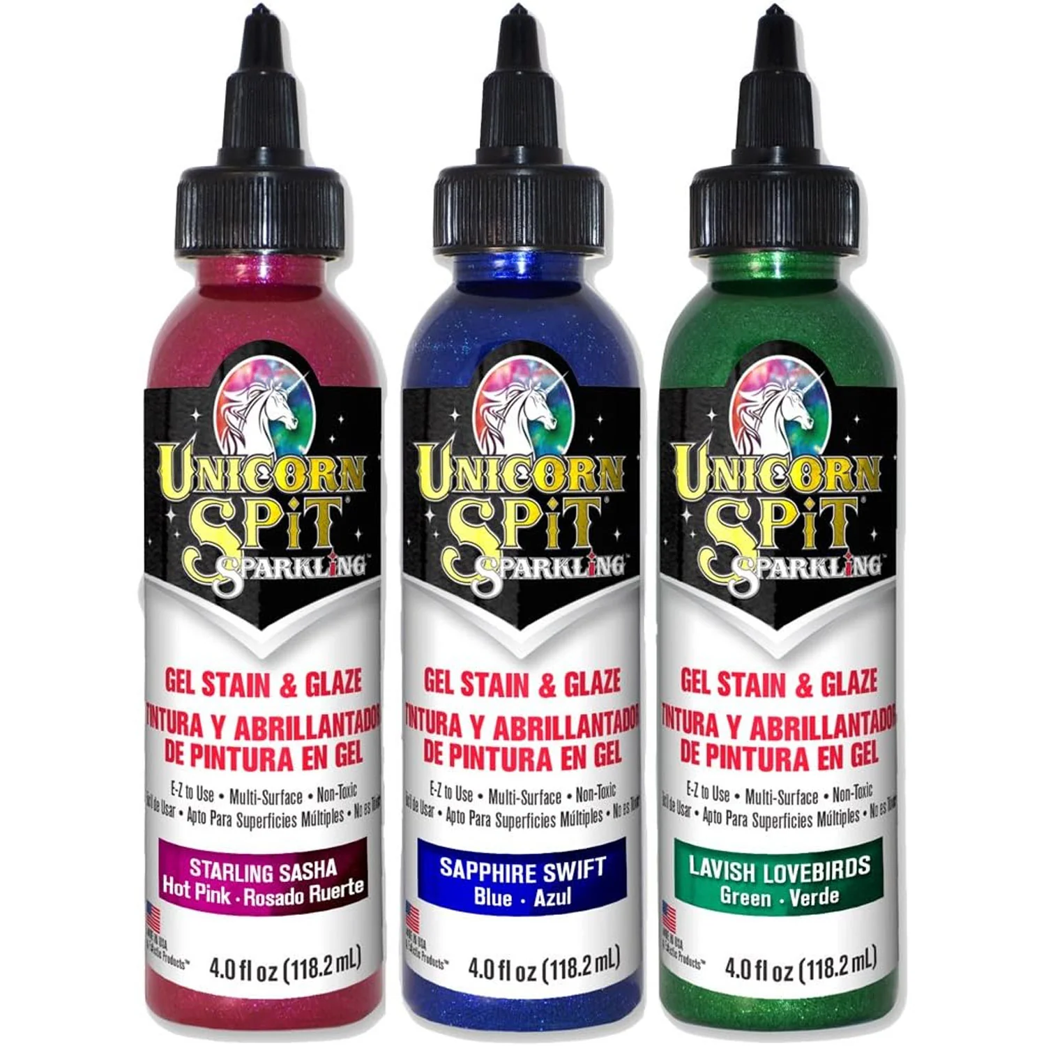 Unicorn Spit Concentrated Gel Stain and Glaze 4.0oz Galaxy Sparkle Collection 3-Pack