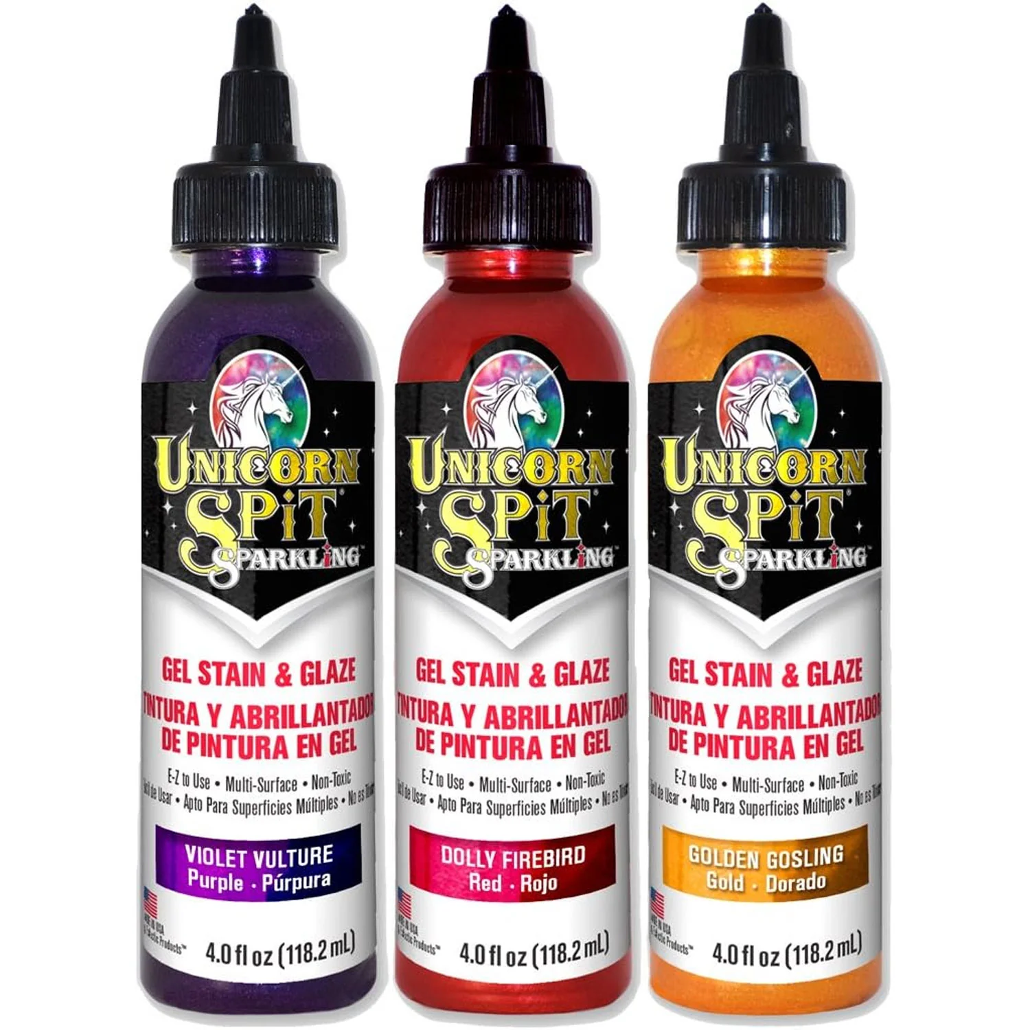 Unicorn Spit Concentrated Gel Stain and Glaze 4.0oz Sunset Sparkle Collection 3-Pack