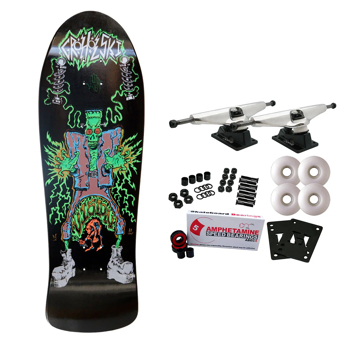 Vision Skateboard Complete Groholski Frankenstein Black 10.25" x 31.25" Old School