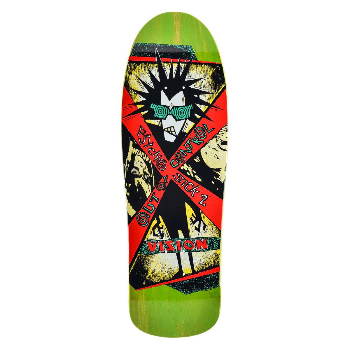 Vision Skateboard Complete Psycho Stick 2 Lime Stain 10" x 31.75" Old School - Image 2