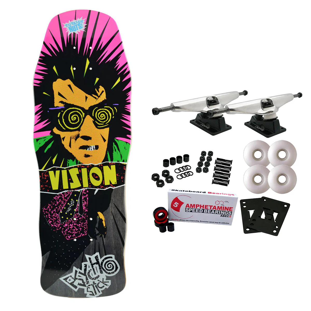 Vision Skateboard Complete Psycho Stick Modern Concave Black Stain 10" x 29.75" Old School