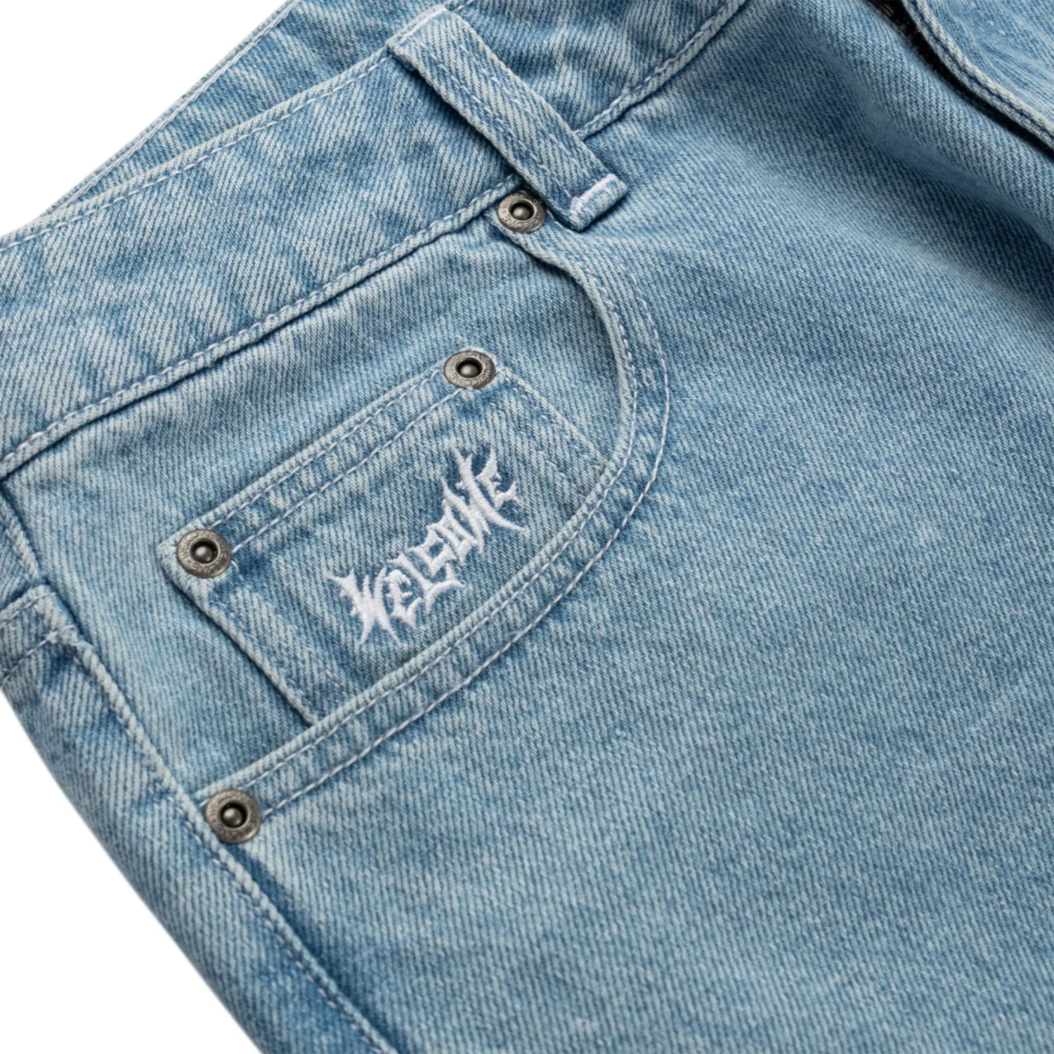 Welcome Skateboard Pants Immortal Loose Straight Denim Washed Blue Jeans Blue - Image 2