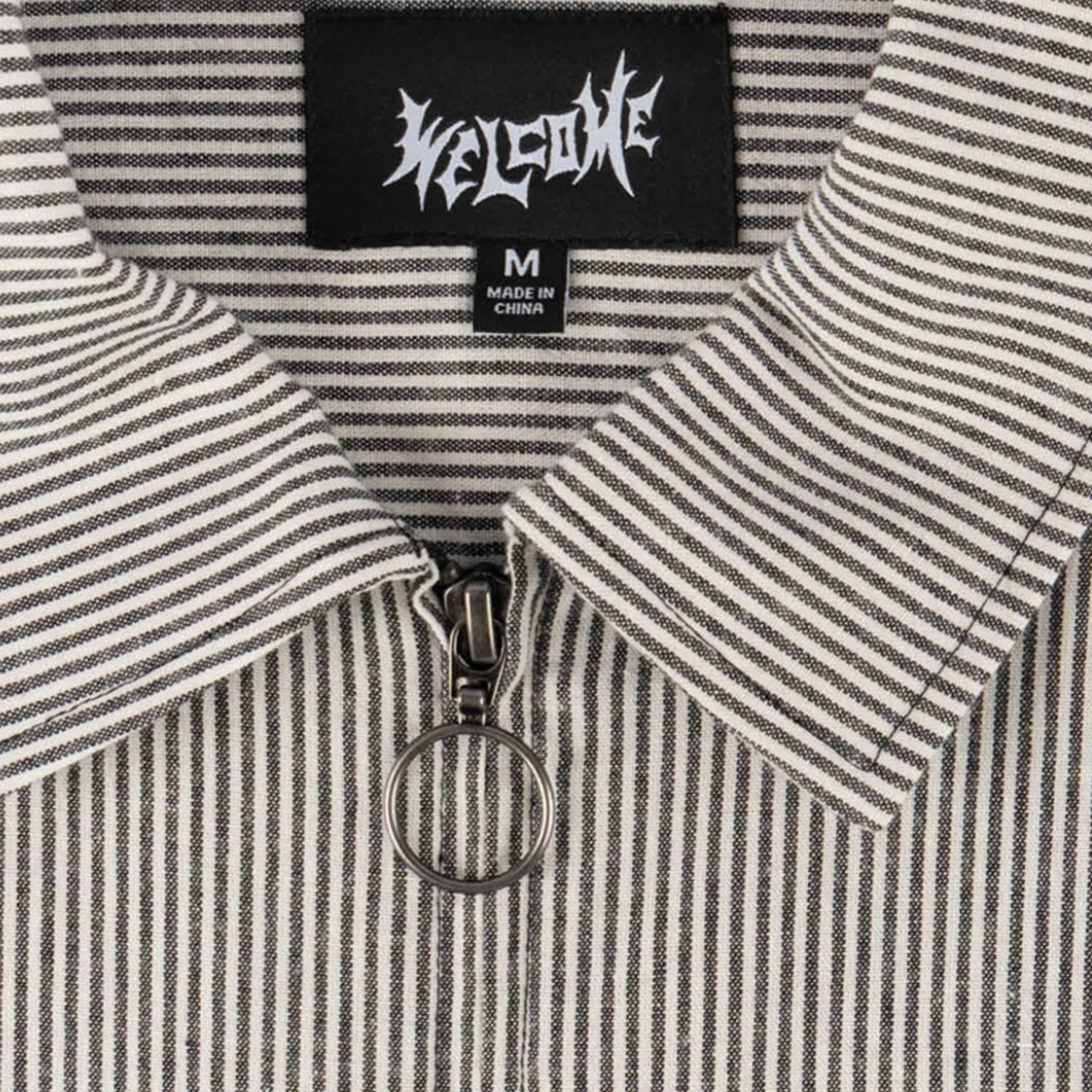 Welcome Skateboards Shirt Garage Oxford Zip Black/Grey - Image 3