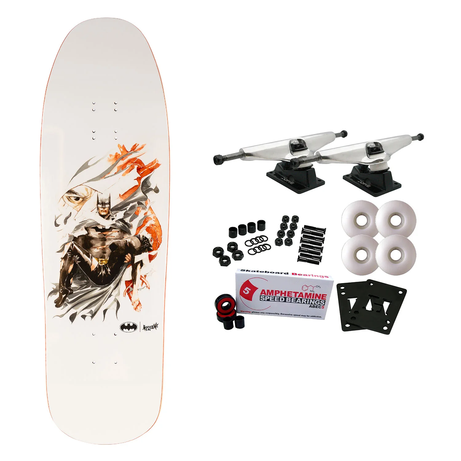Welcome x Batman Skateboard Complete Heart of Hush on Gaia Bone 9.6"