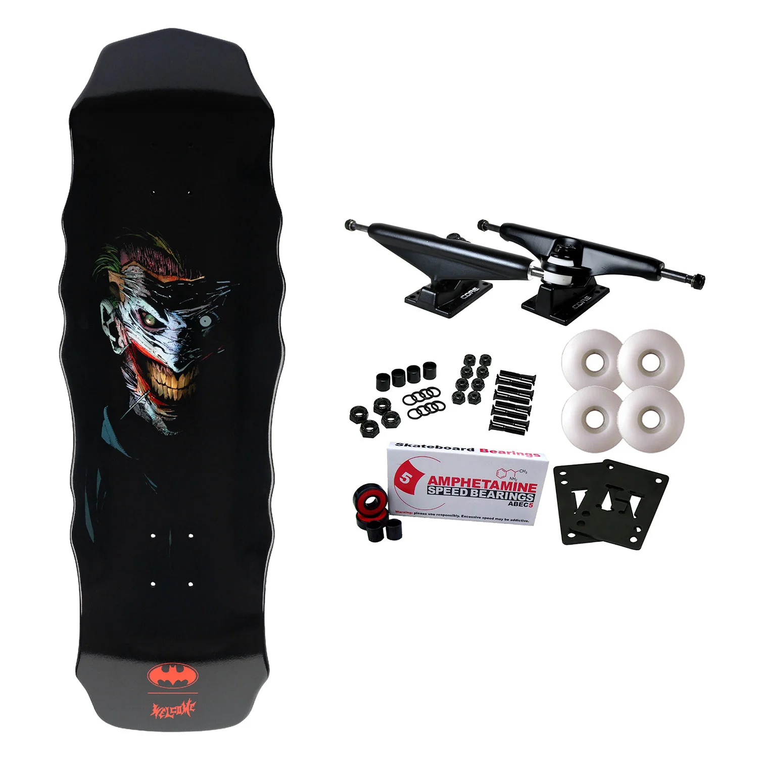 Welcome x Batman Skateboard Complete Joker on Widow Black Dip 10.0"