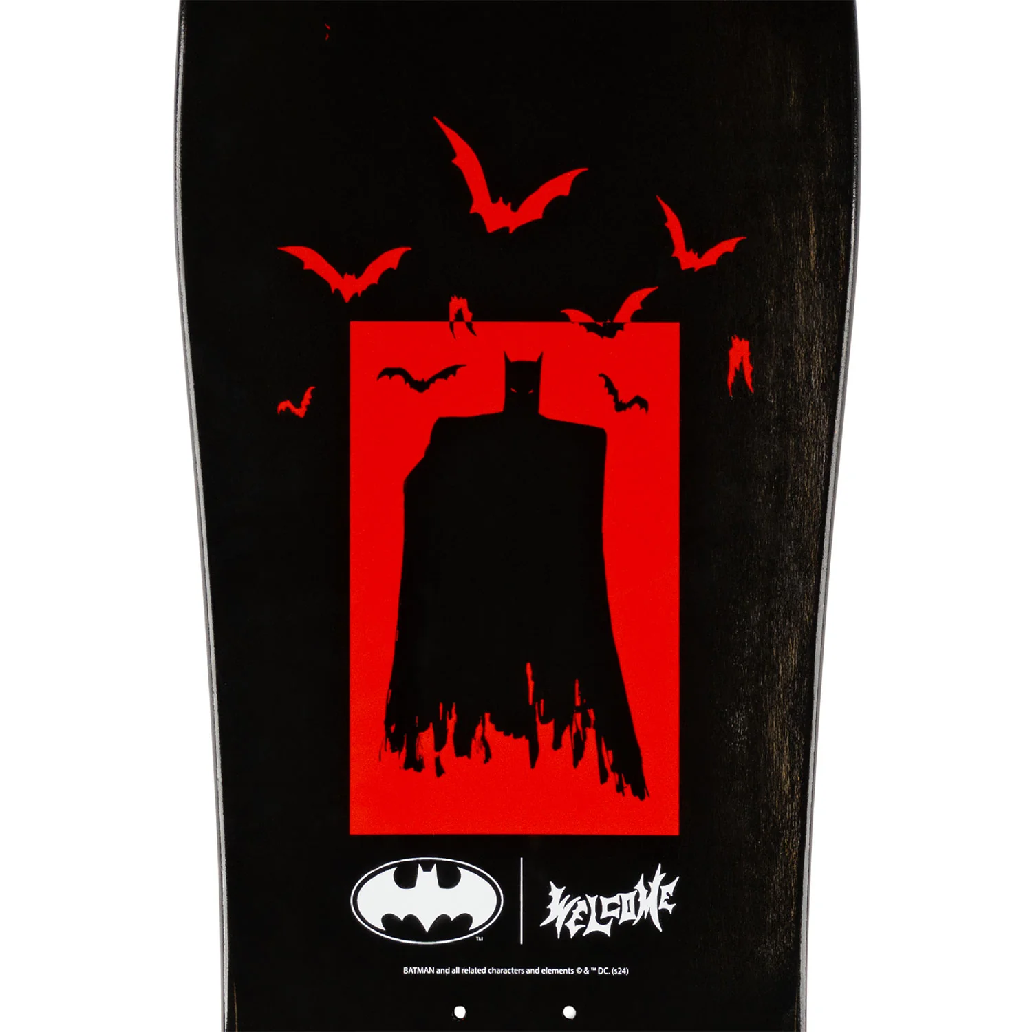 Welcome x Batman Skateboard Deck Knockout on Early Grab Red/Black Dip 10.0" - Image 4