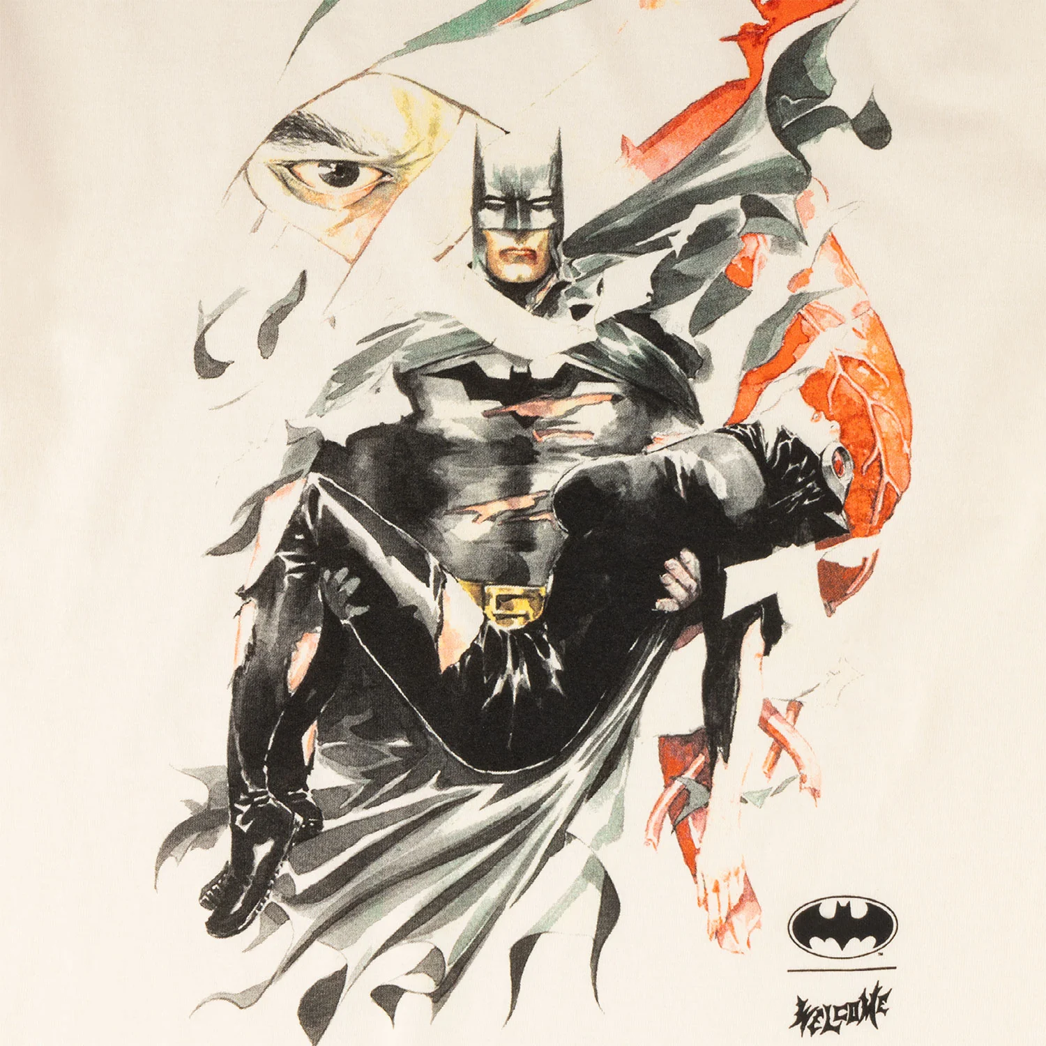 Welcome x Batman Skateboard T-Shirt Heart of Hush Bone - Image 2