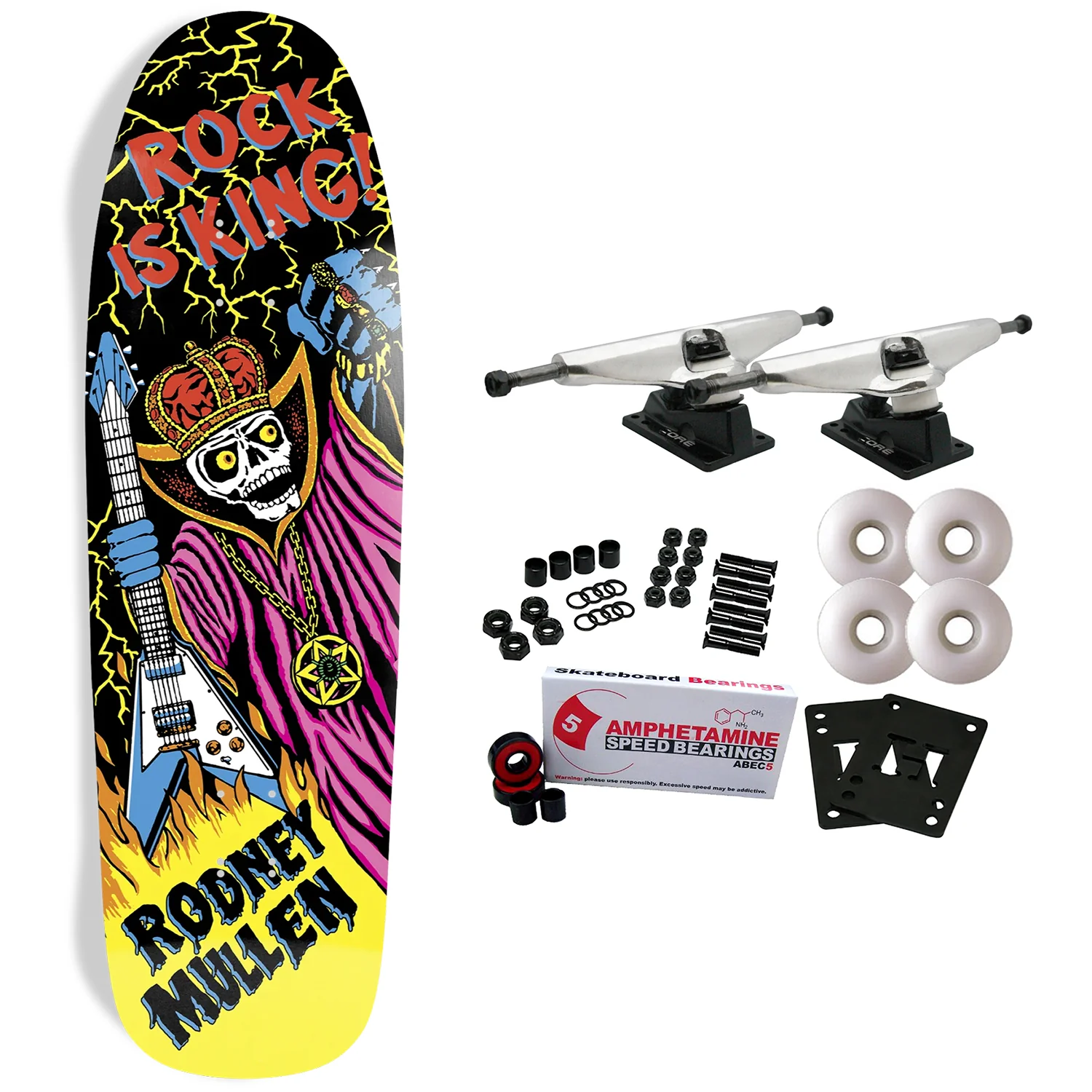 World Industries Skateboard Complete Rodney Mullen Rock is King 9.625" x 31.8"