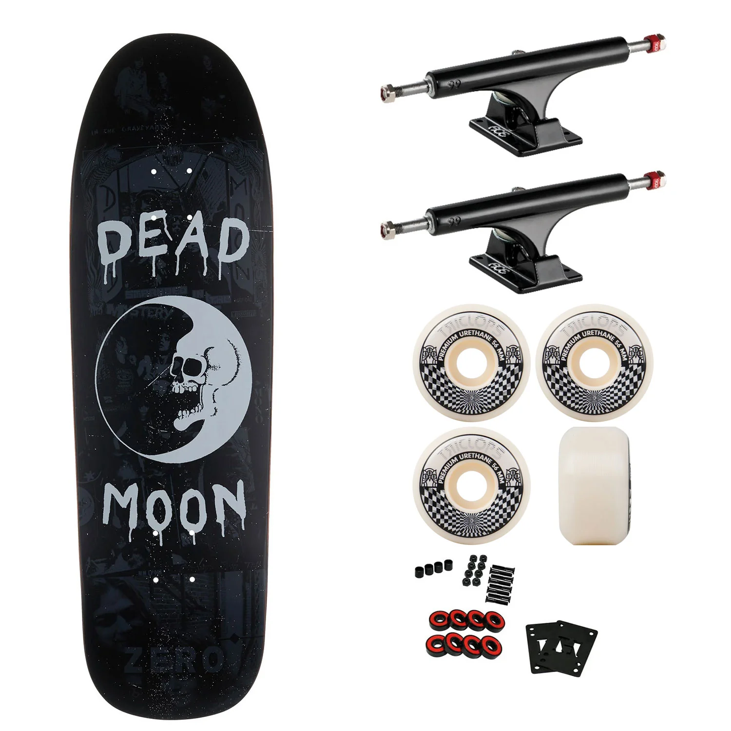 Zero Premium Skateboard with Ace Trucks, Triclops Wheels 9.25" Dead Moon Collage