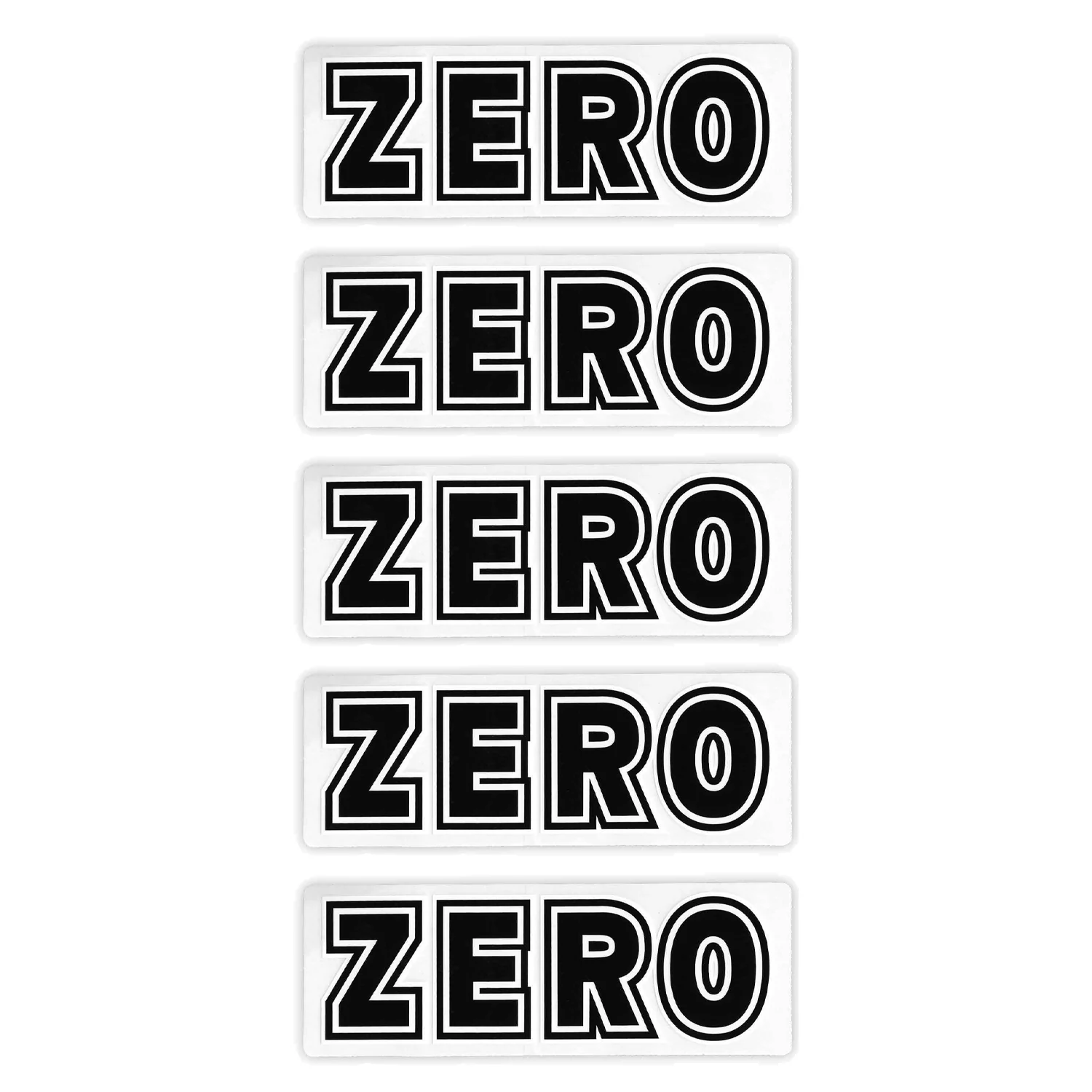Zero Skateboard Stickers Bold Logo Clear/Black 6.5" x 2.25" 5-Pack